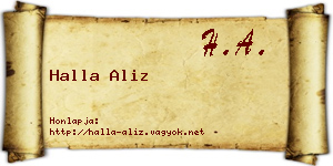 Halla Aliz névjegykártya